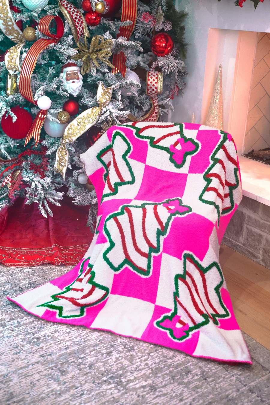 Checkered Bow Christmas Treat Blanket