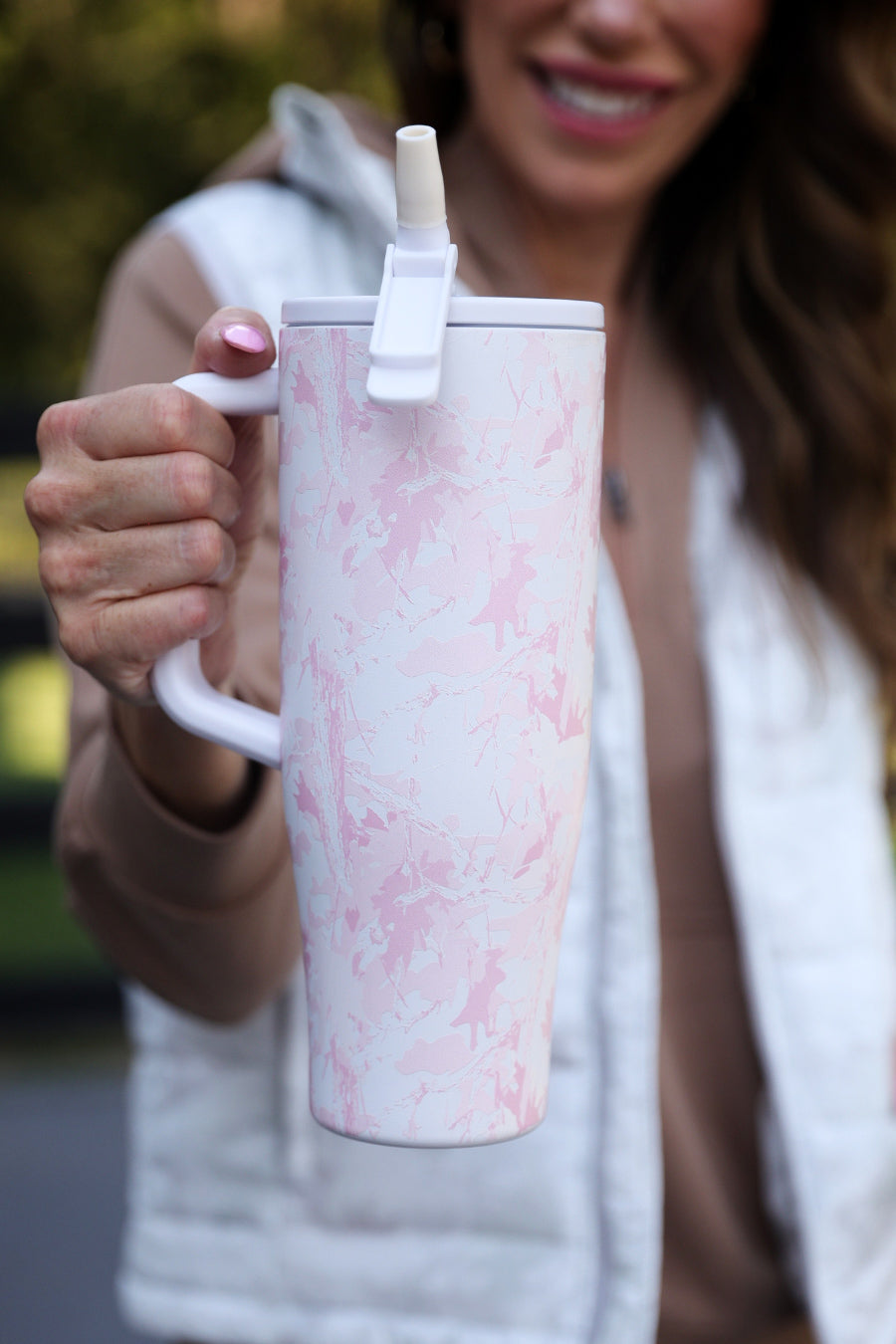 Chloe Camo Sleek Tumbler- Pink