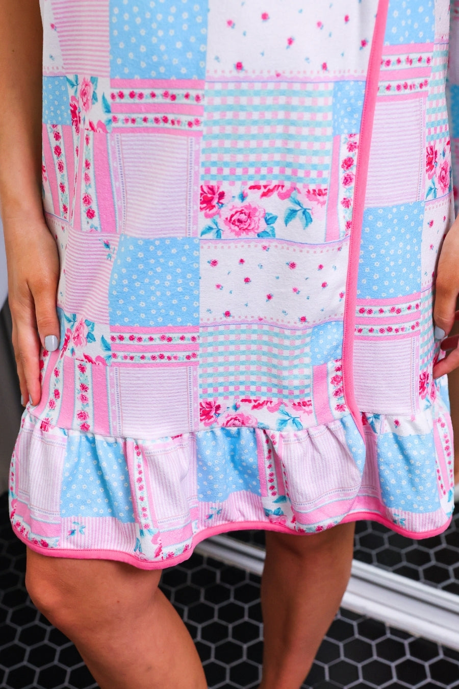 PREORDER- Almost Ready Bath Wrap- Pink Heirloom Patchwork