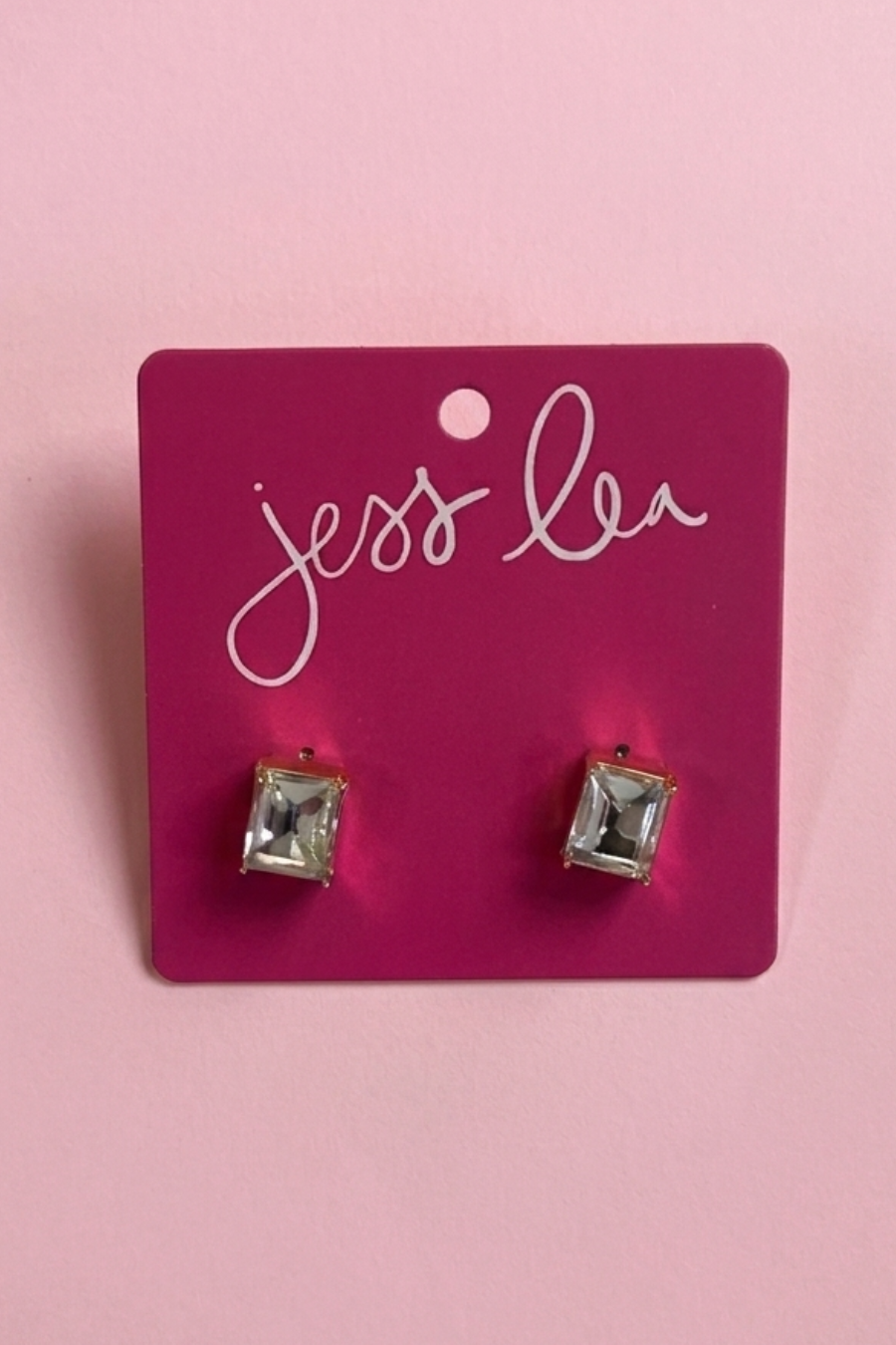 Emerald Cut Stud Earrings- Clear