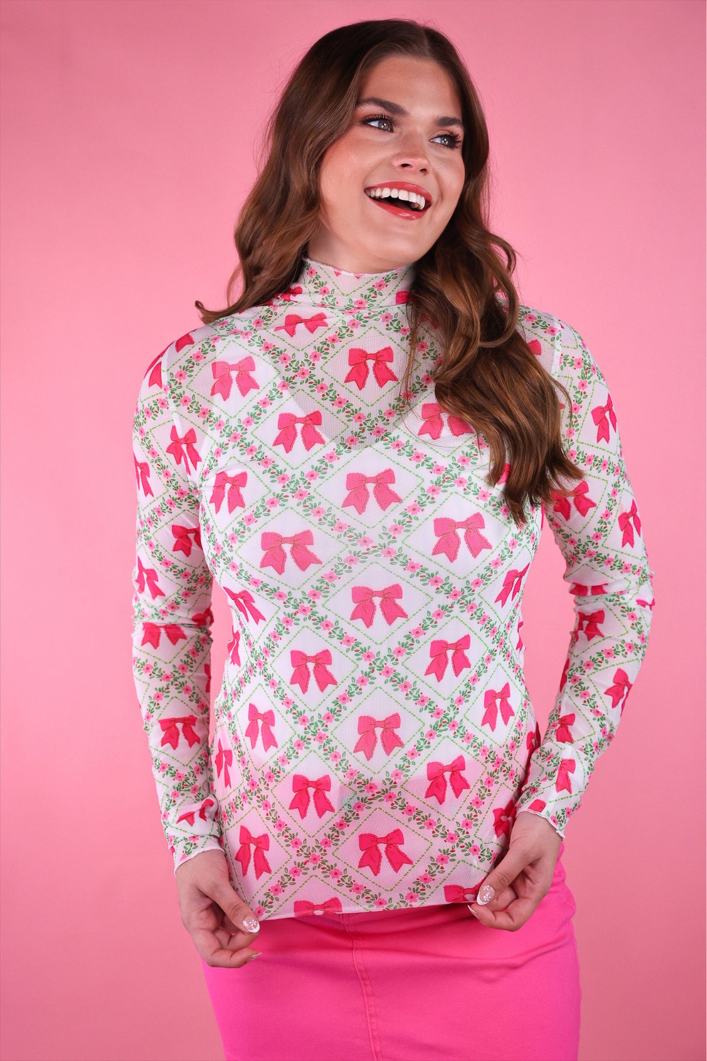 Keigan Mesh Top- Pretty Lattice Bow