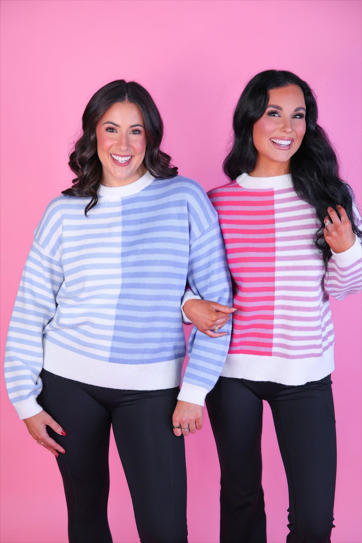 PREORDER- Nikki Color Block Sweater- Blue Stripe