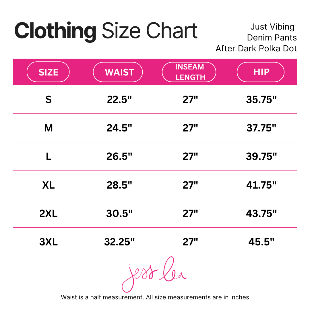 PREORDER- Just Vibing Denim Pants- After Dark Polka Dot