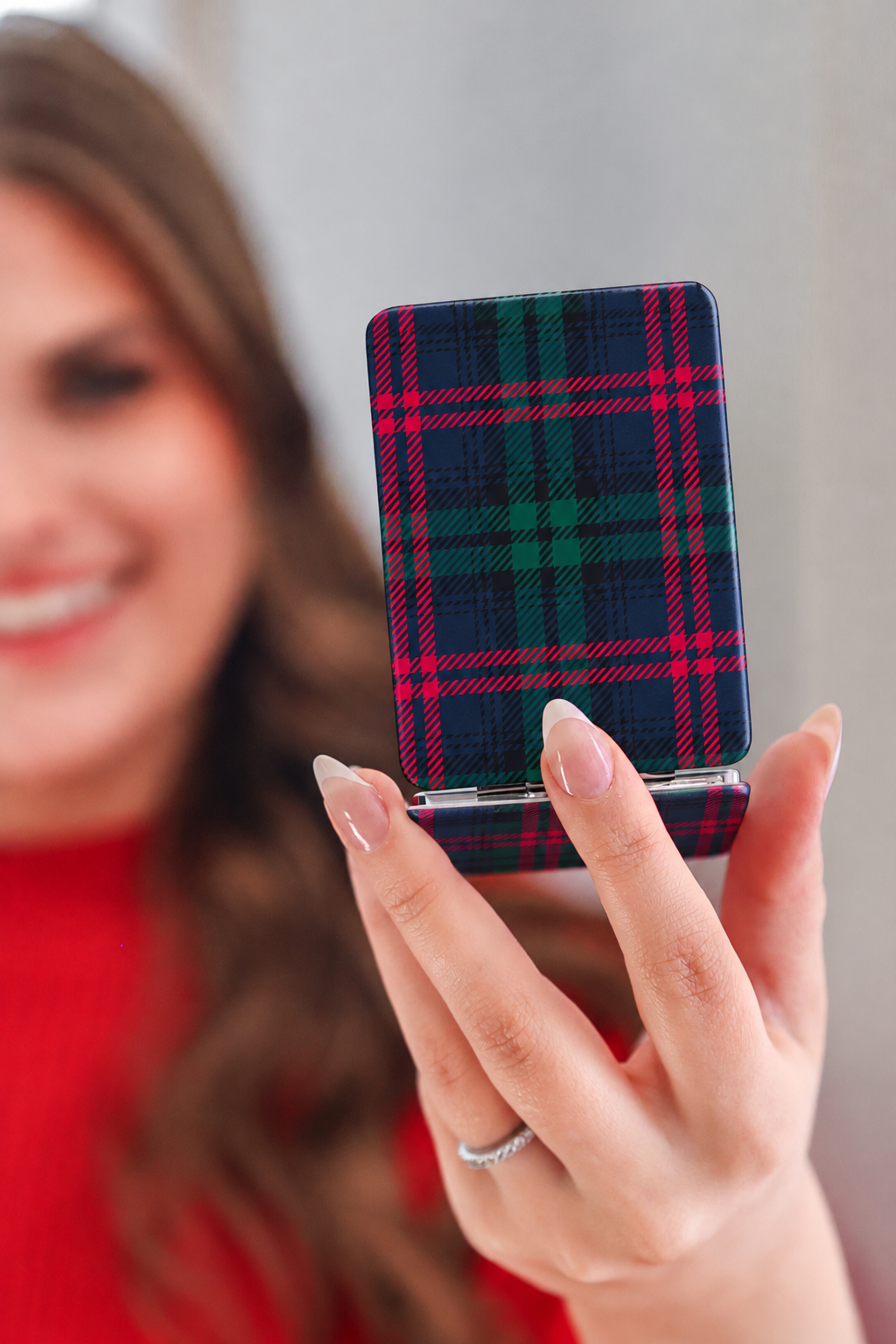 PREORDER- Compact Mirror- Navy Plaid
