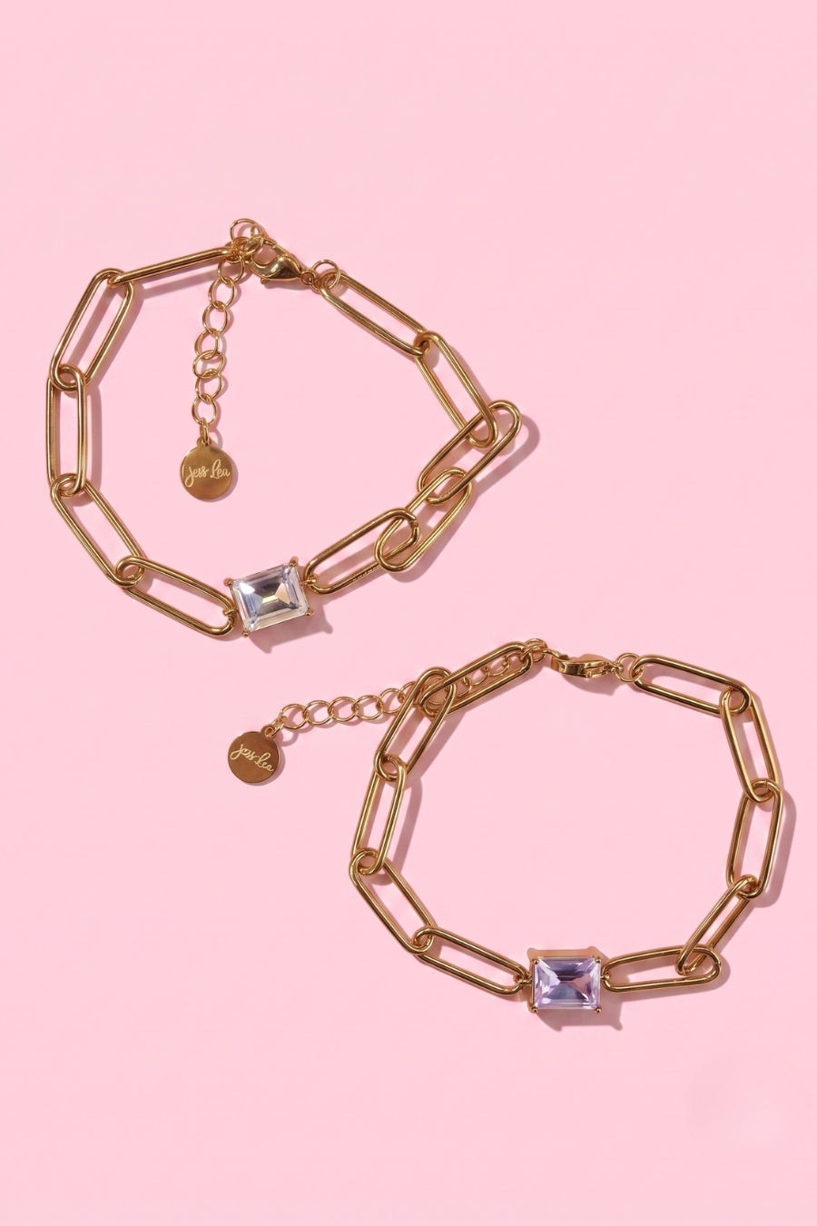 Paperclip Chain Bracelet- Gold/Crystal