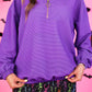 PREORDER- Levi Ribbed Quarter Zip Pullover- Purple