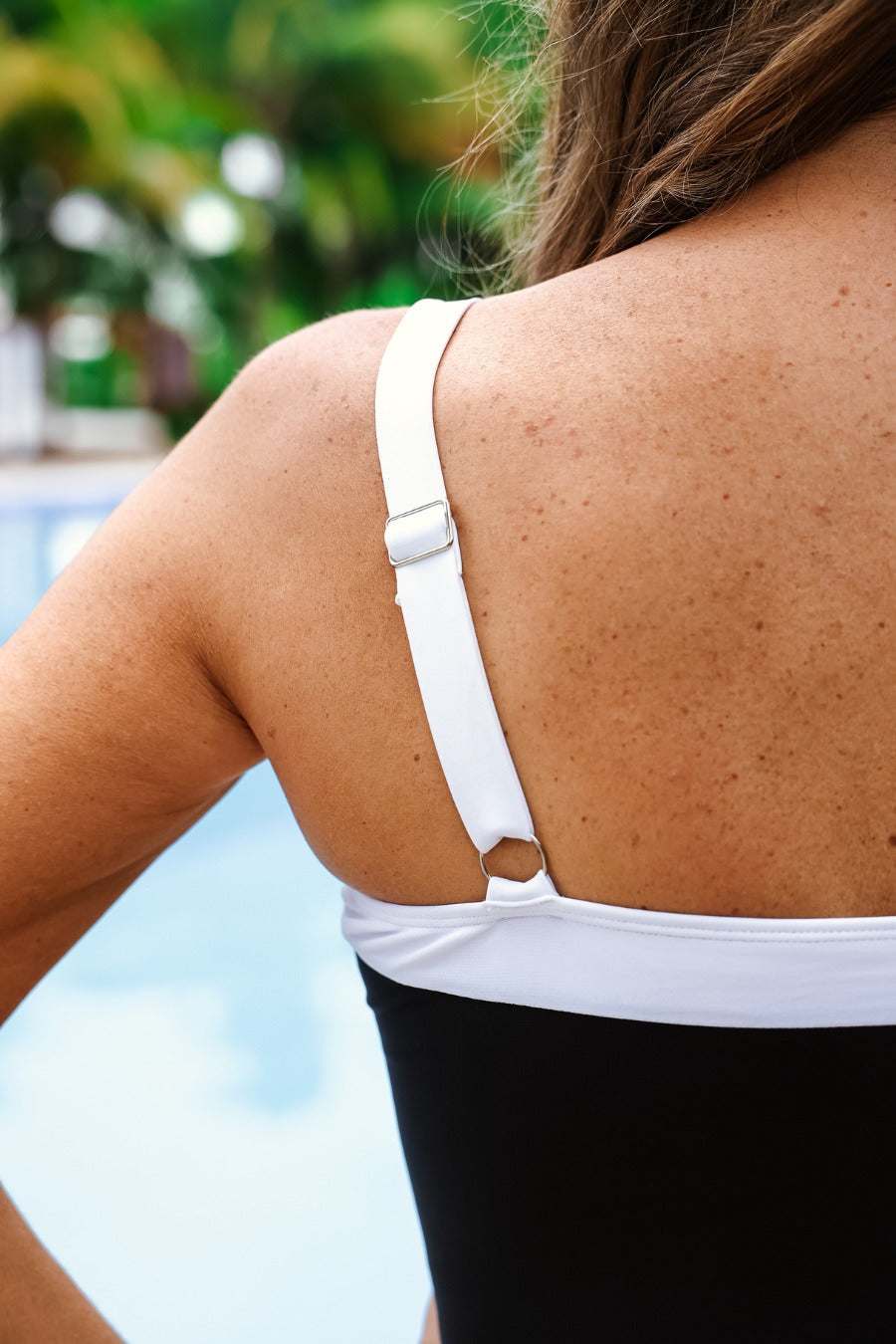 Hit The Pool Skirted Swimsuit- Black/White