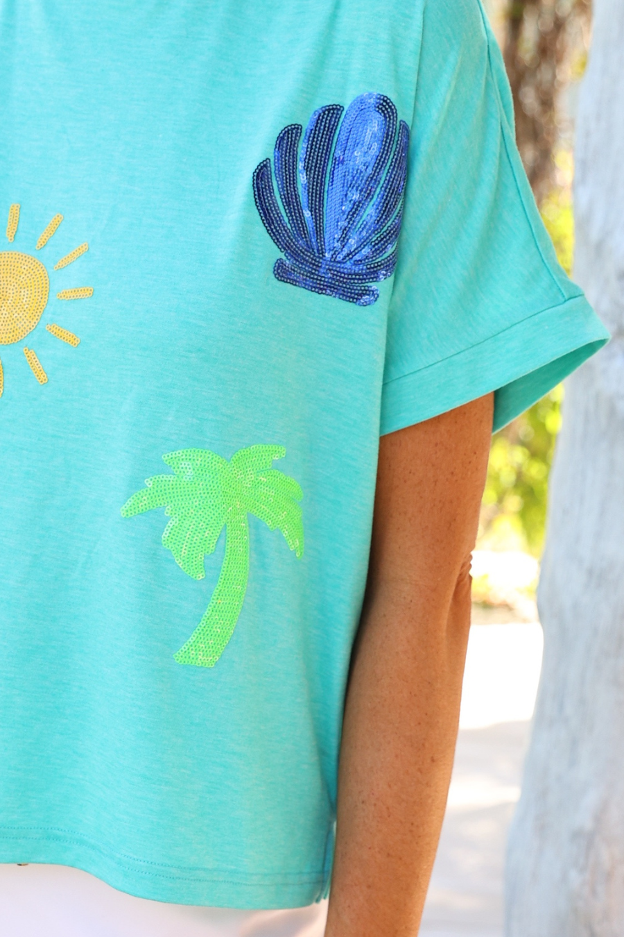 On Vacay Sequin Patch Top