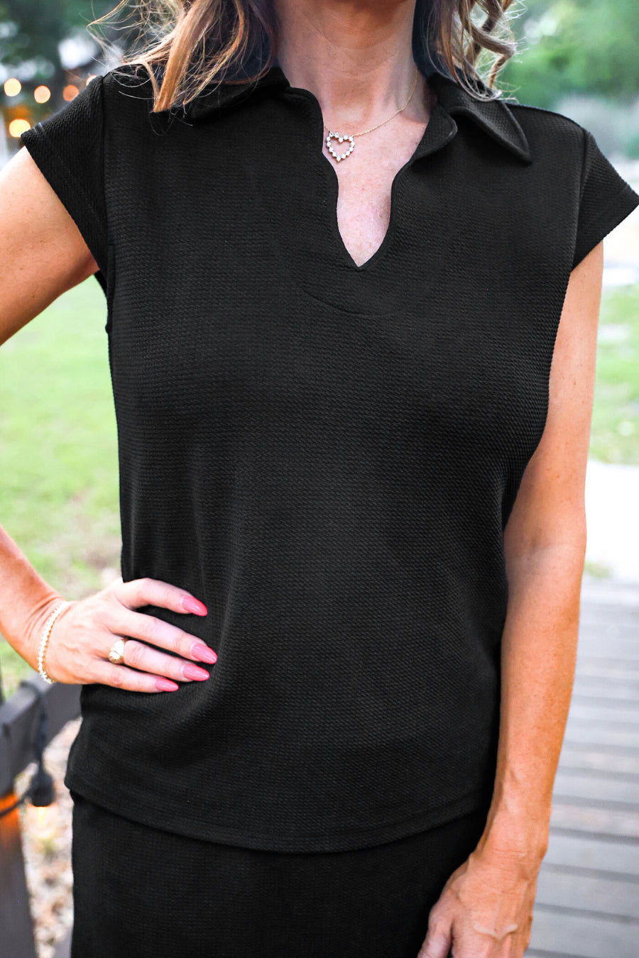 Make It Count Cap Sleeve Set- Black