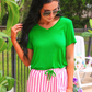 Melon Poppy Stripes Everyday Shorts