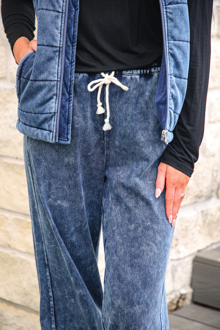 PREORDER- Refined Denim Wide Leg Pants- Light Wash
