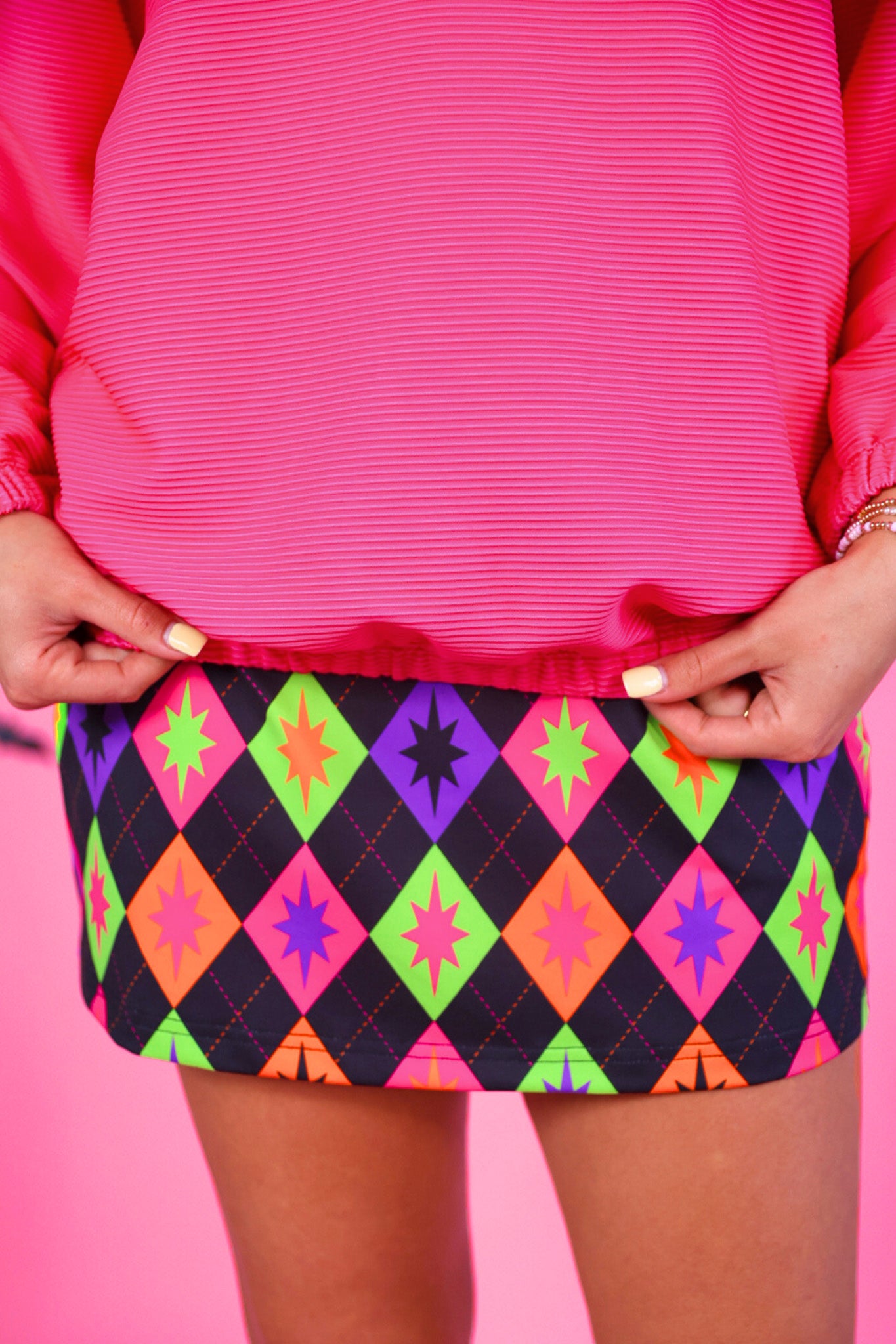 PREORDER- Levi Ribbed Quarter Zip Pullover- Neon Pink