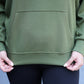 Kayla Luxe Hooded Quarter Zip Pullover- Olive