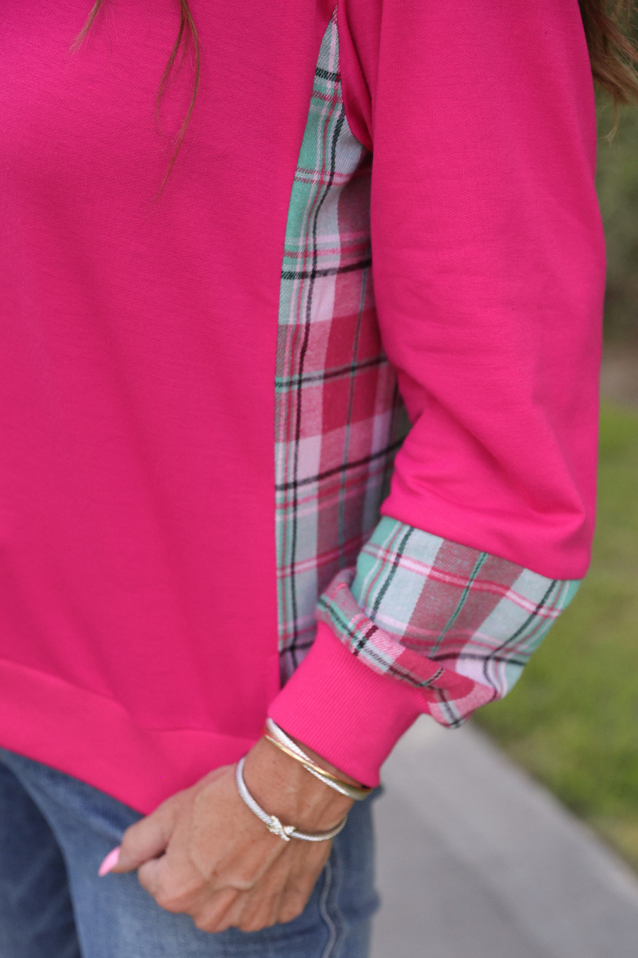 Juniper Plaid Pullover- Pink