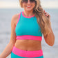 Bali Beach Two Piece Swimsuit- Blue/Pink