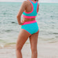 Bali Beach Two Piece Swimsuit- Blue/Pink