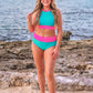 Bali Beach Two Piece Swimsuit- Blue/Pink