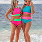 Bali Beach Two Piece Swimsuit- Pink/Neon Green