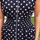 Annie Midi Zipper Dress- Navy Polka Dot