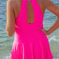 Chasing Sunshine Skirted Swimsuit- Neon Pink