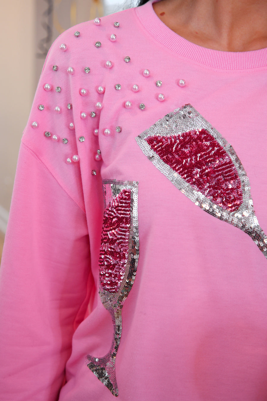 PREORDER - Pop the Champagne Pullover- Pink