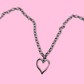 Open Heart Chain Necklace- Silver