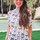 Kora Short Sleeve Mesh Top- Midnight Bow