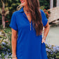 Ezra Textured Zipper Dress- Royal Blue