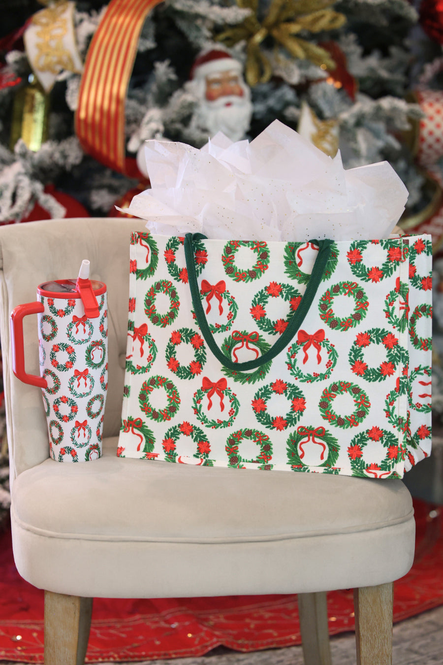 Ribbon Wreath Tote Bag