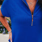 Ezra Textured Zipper Dress- Royal Blue