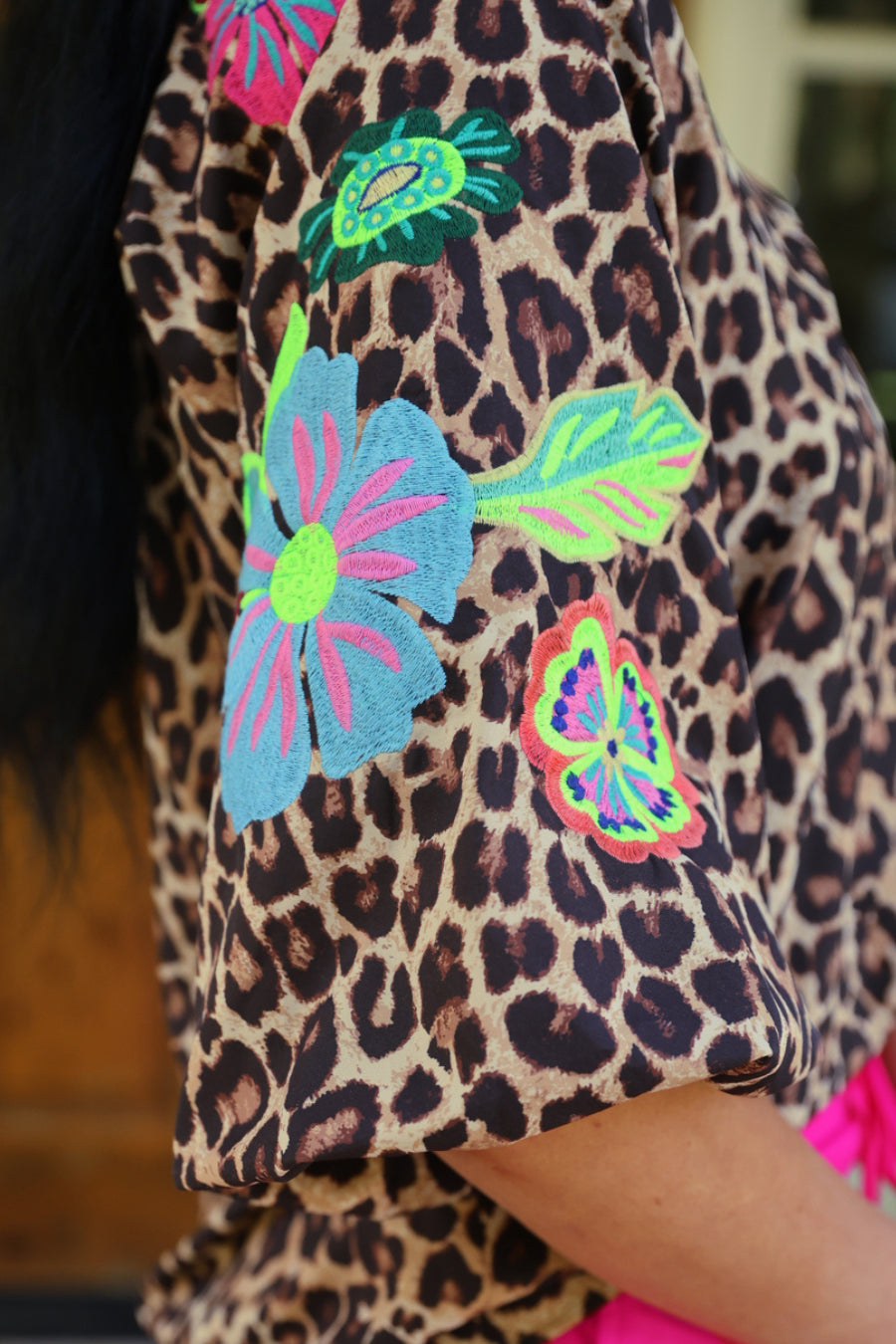 PREORDER- Donna Embroidered Top- Leopard