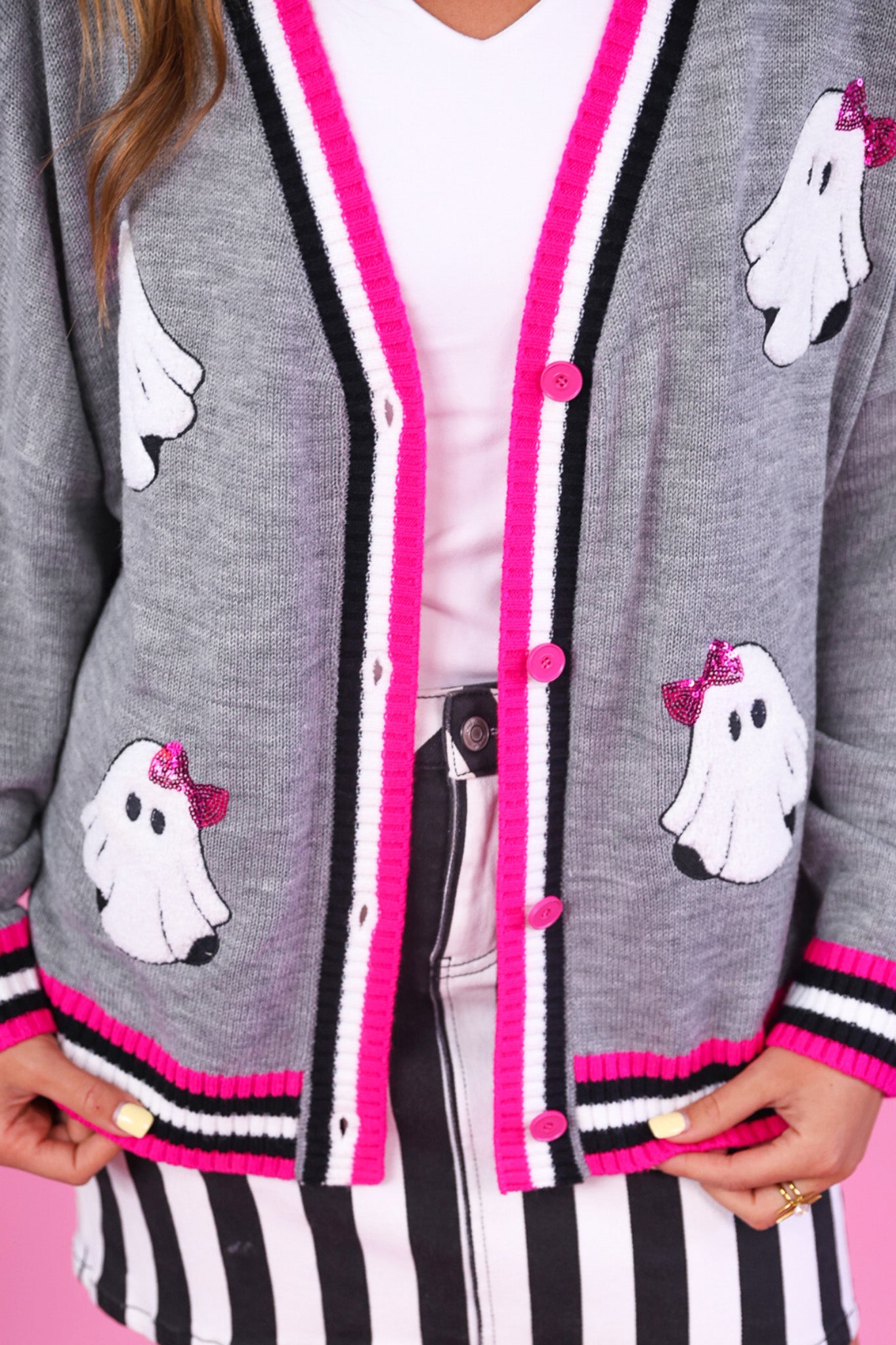 PREORDER- GiGi The Ghost Chenille Patch Cardigan