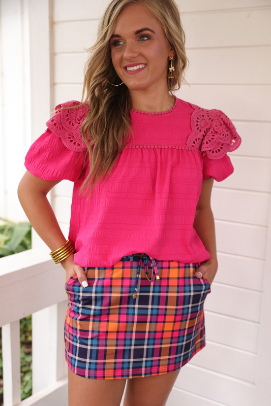 Kimber Eyelet Top, Pink