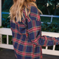 Lola Flannel Tunic Top- Navy