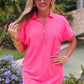 Ezra Textured Zipper Dress- Hot Pink
