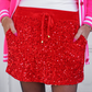 Velvet Hour Sequin Skort- Red