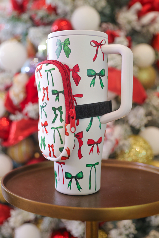 Tumbler Zip Pouch- Midnight Bow Christmas Edition