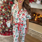 Midnight Bow Christmas Edition Ruffle Pajama Set