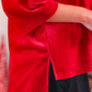 PREORDER- Prim Button Up Velvet Top- Red