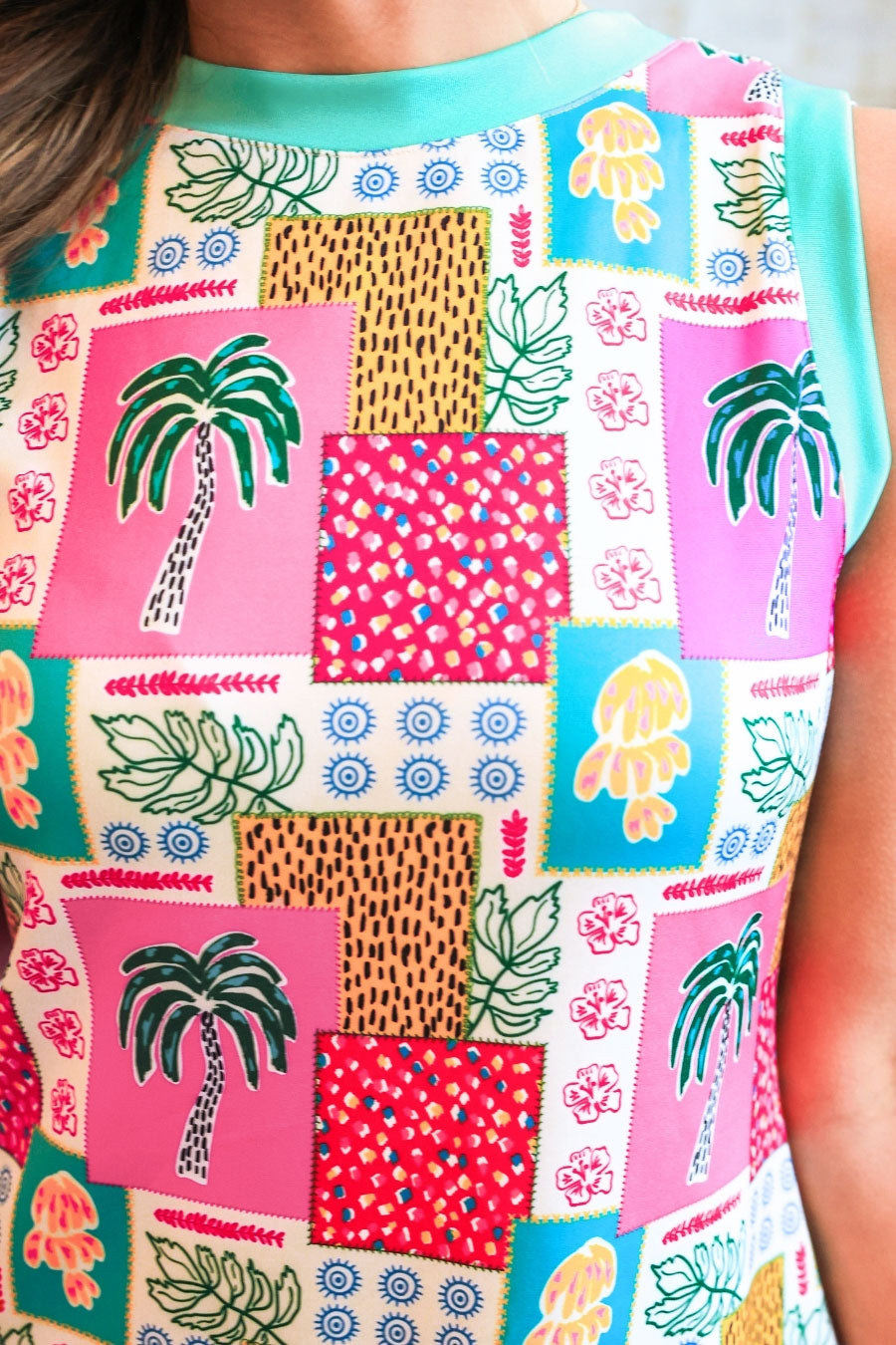 Lucy Tank Dress- Tropical Patchwork