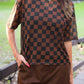 Emma Mesh Tee- Black and Chocolate Checkered