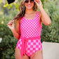 Clear Skies Checkered Swimsuit, Pink
