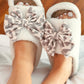 PREORDER- Open Toe Cozy Bow Slippers- Bella Leopard
