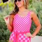 Clear Skies Checkered Swimsuit, Pink