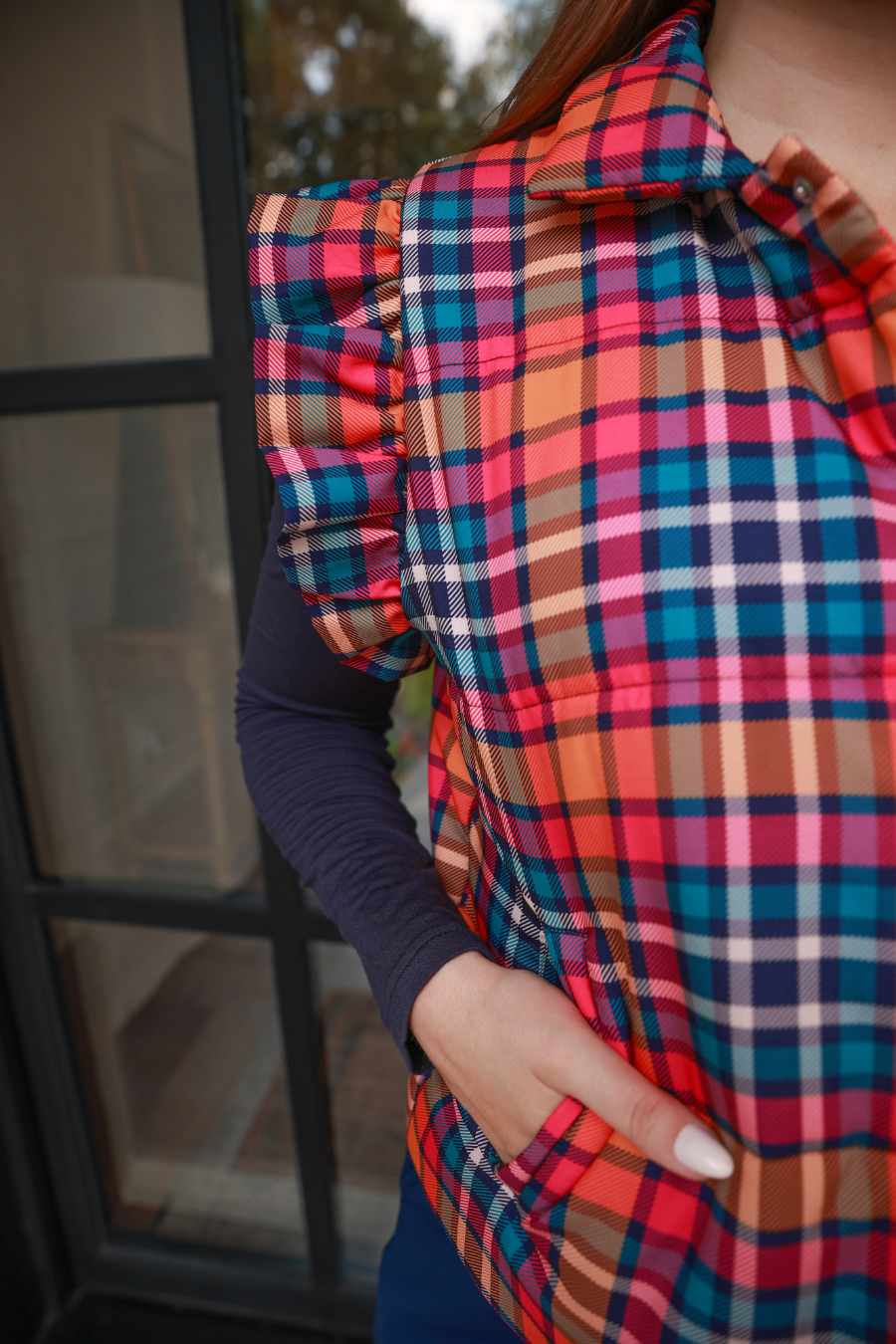 Patterned In Plaid Puffer Vest