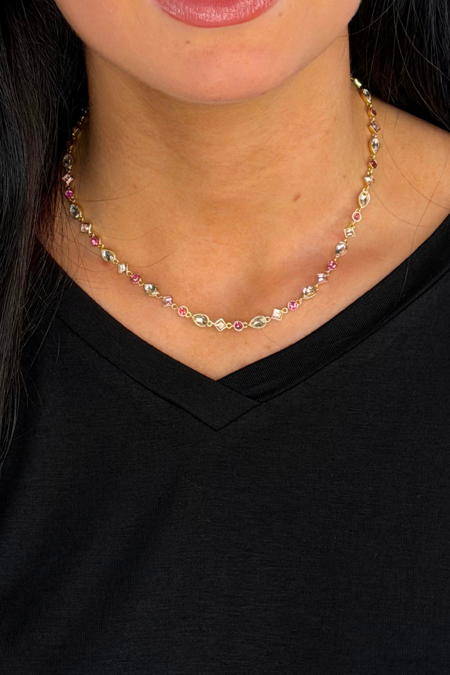 Santorini Stone Necklace- Pink