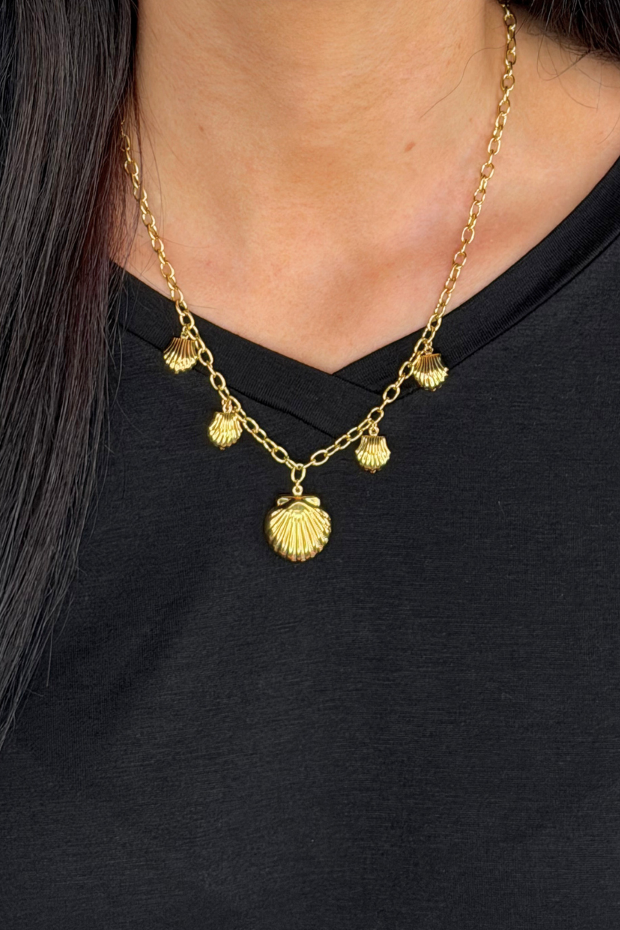 Golden Seashell Charm Necklace