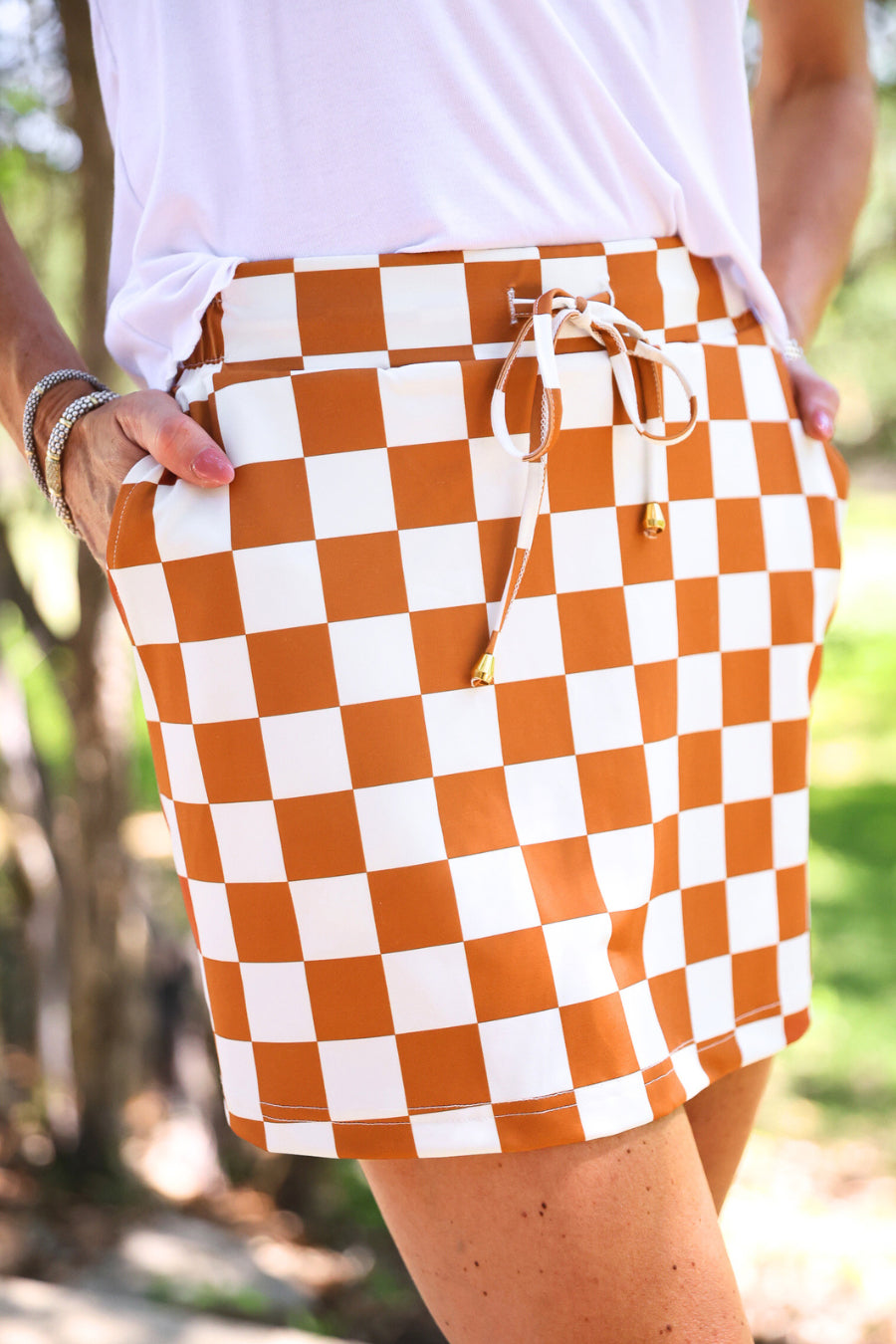 PREORDER- Let's Go Checkered Skort- Orange