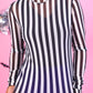 PREORDER- Keigan Mesh Top- Black/White Stripes