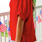 Sutton Button Up Top- Red